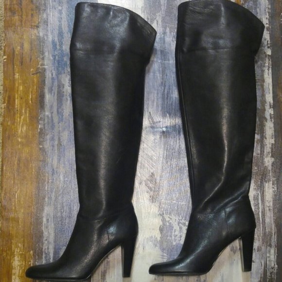 Over the Knee Calvin Klein sz 9 Gray Leather Boots - Picture 9 of 11